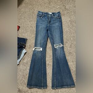 BKE Distressed Blue Flare Jeans